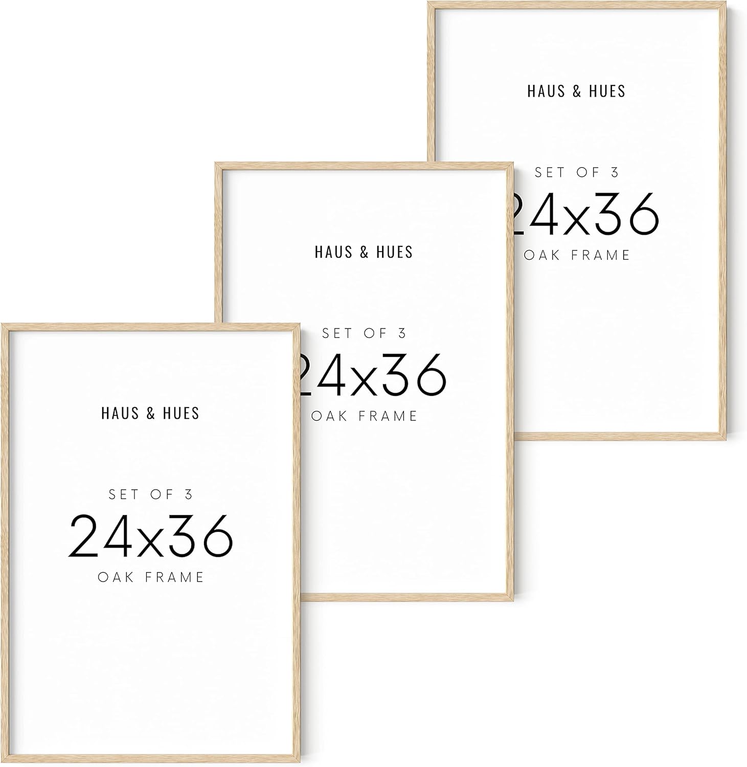 Haus and Hues 24"x36" Beige Oak Wood Frames Set of 3