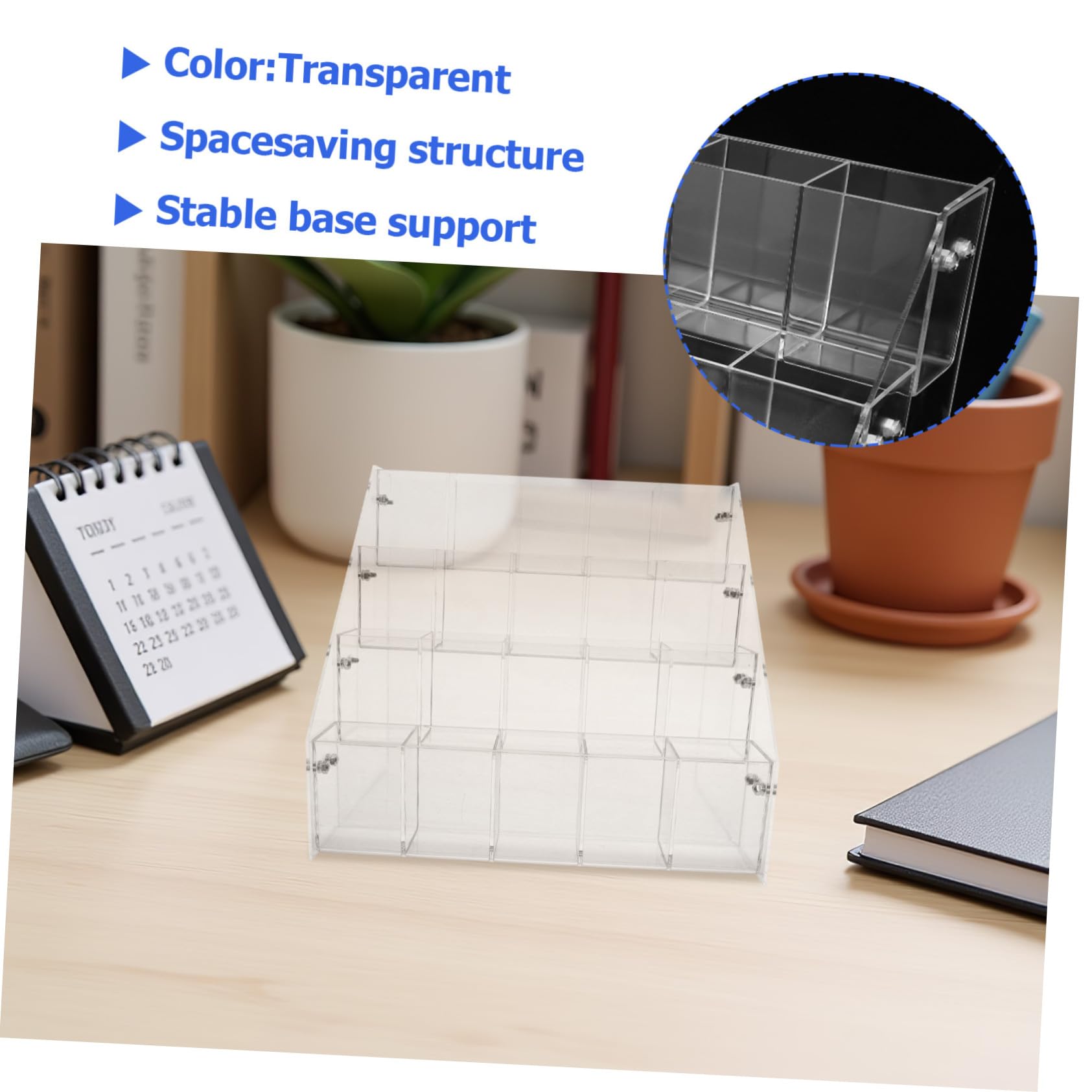 4nivel Expositor de Bolígrafos Acrílico Transparente Compartimentos para Escritorio Organizador de Papelería para Oficina y Útiles Escolares para Almacenar Bolígrafos y Brochas