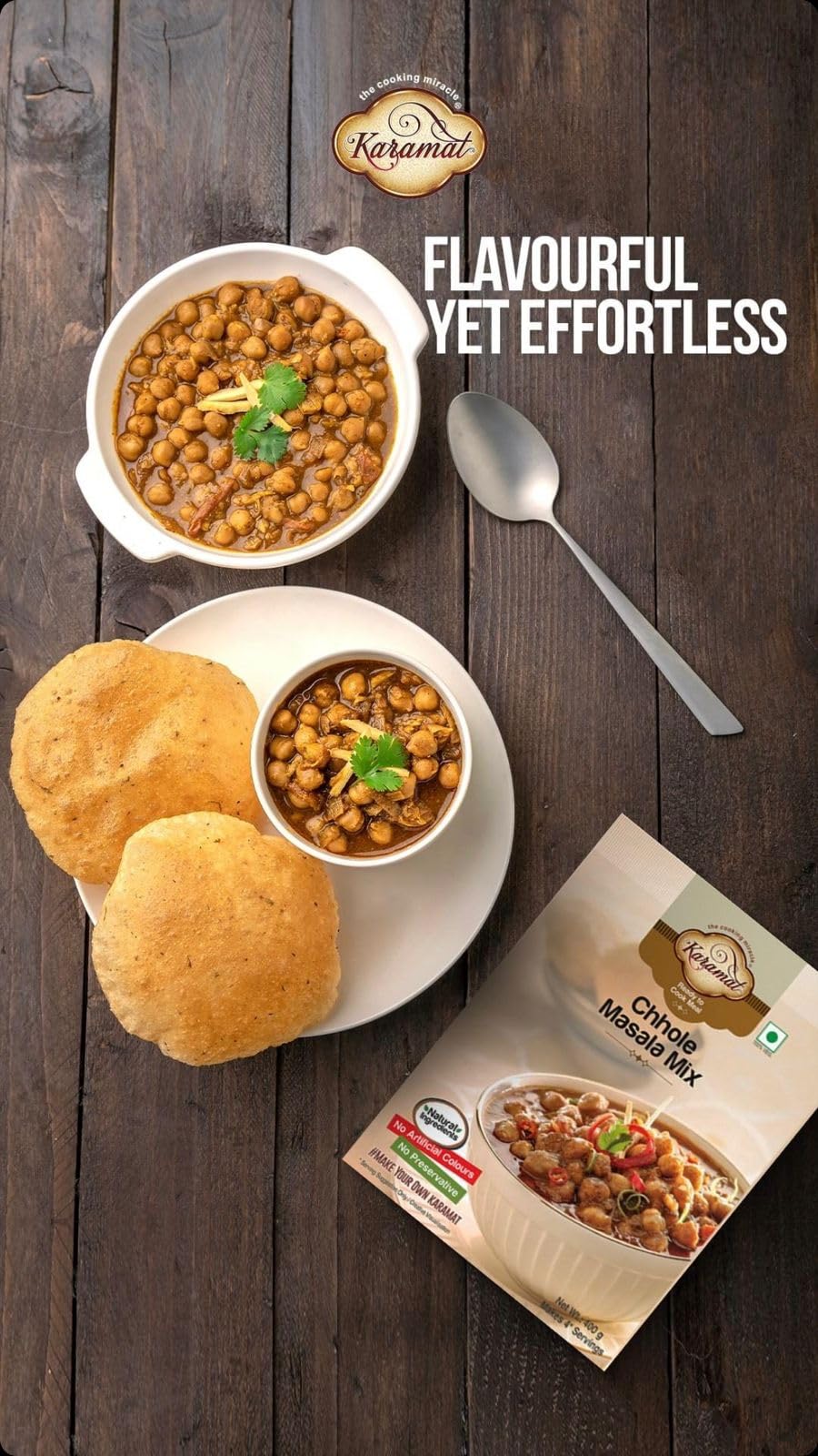 Karamat Chole Masala Mix, (Veg, 400g Mix, Upto 4* Servings), MYO, Ready to Cook, Chole Chana Mix, No Preservatives and Artificial Colours, Pantry Items, Magic Masala Powder, Chef's Art, Sabji Masala 2