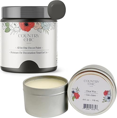 Paquete de pintura estilo tiza + cera para muebles, decoración del hogar, manualidades (color: tostado oscuro, 16 onzas, marrón oscuro)