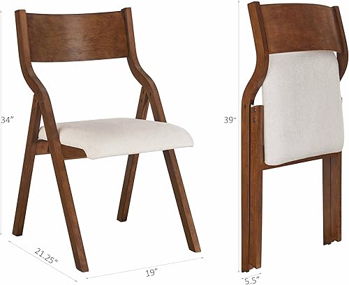 Miniatura 3 de Ball & Cast Juego de 2 sillas plegables tapizadas, sillas de comedor de cocina con marco de madera maciza, silla de actividades portátil, no