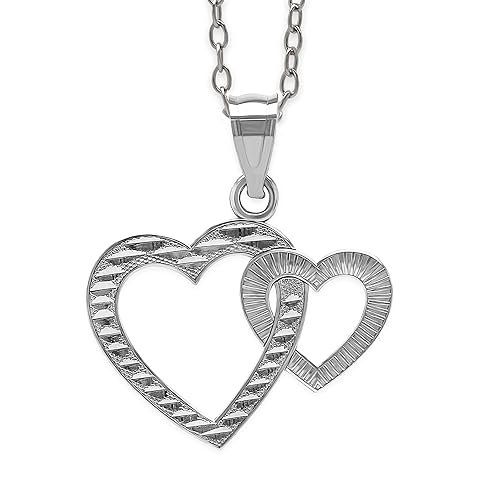 Miniatura 8 de Charm America - Silver Heart Pendant Necklace- 925 Sterling Silver- Silver Adjustable Necklace 16"-18" (Style 1)