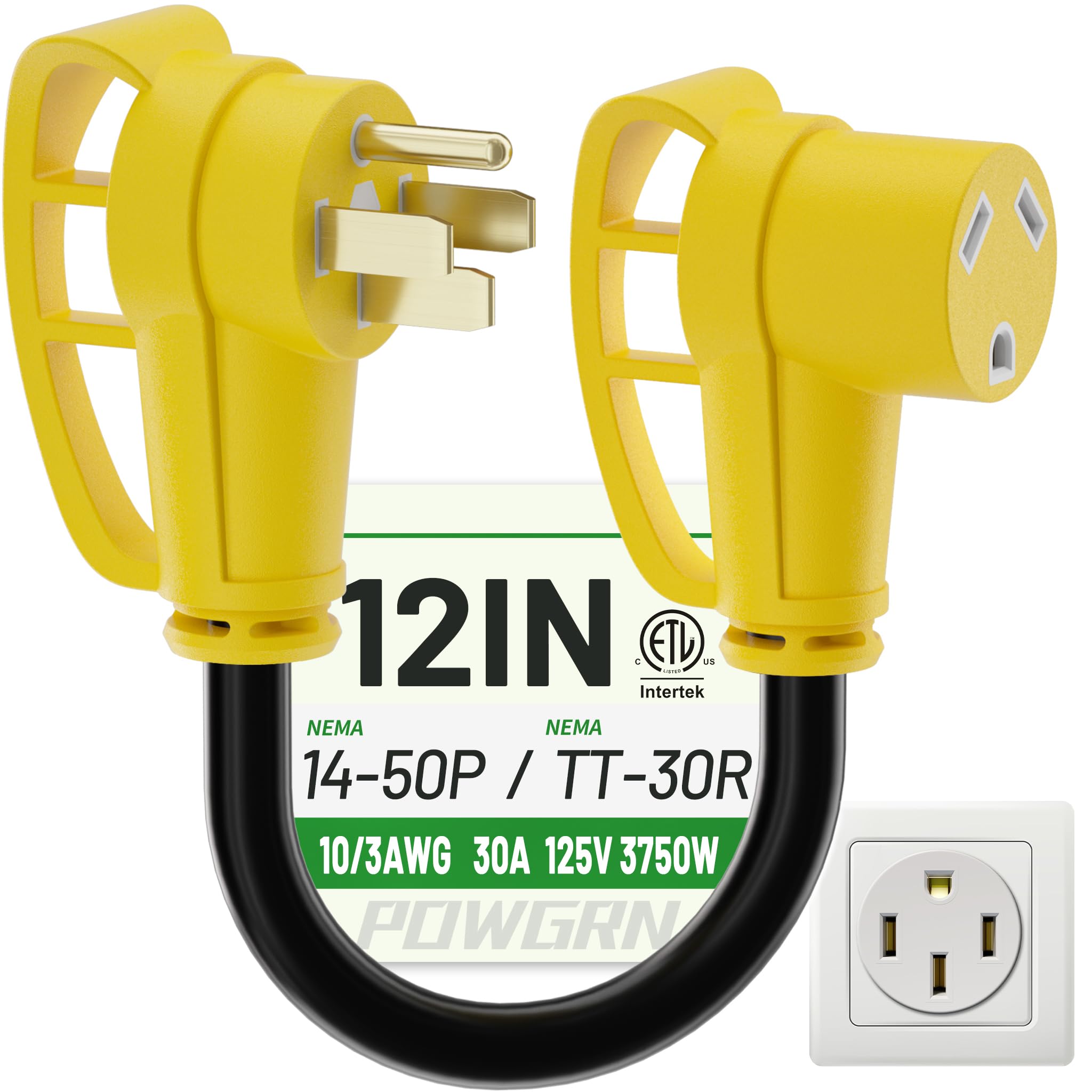 POWGRN RV Power Adapter 50 Amp to 30 Amp 30A Heavy Duty 10/3 Gauge RV Electrical Adapter, NEMA 14-50P Male to NEMA TT-30R Female, STW 30AWG 30A 125V 3750W-image-13