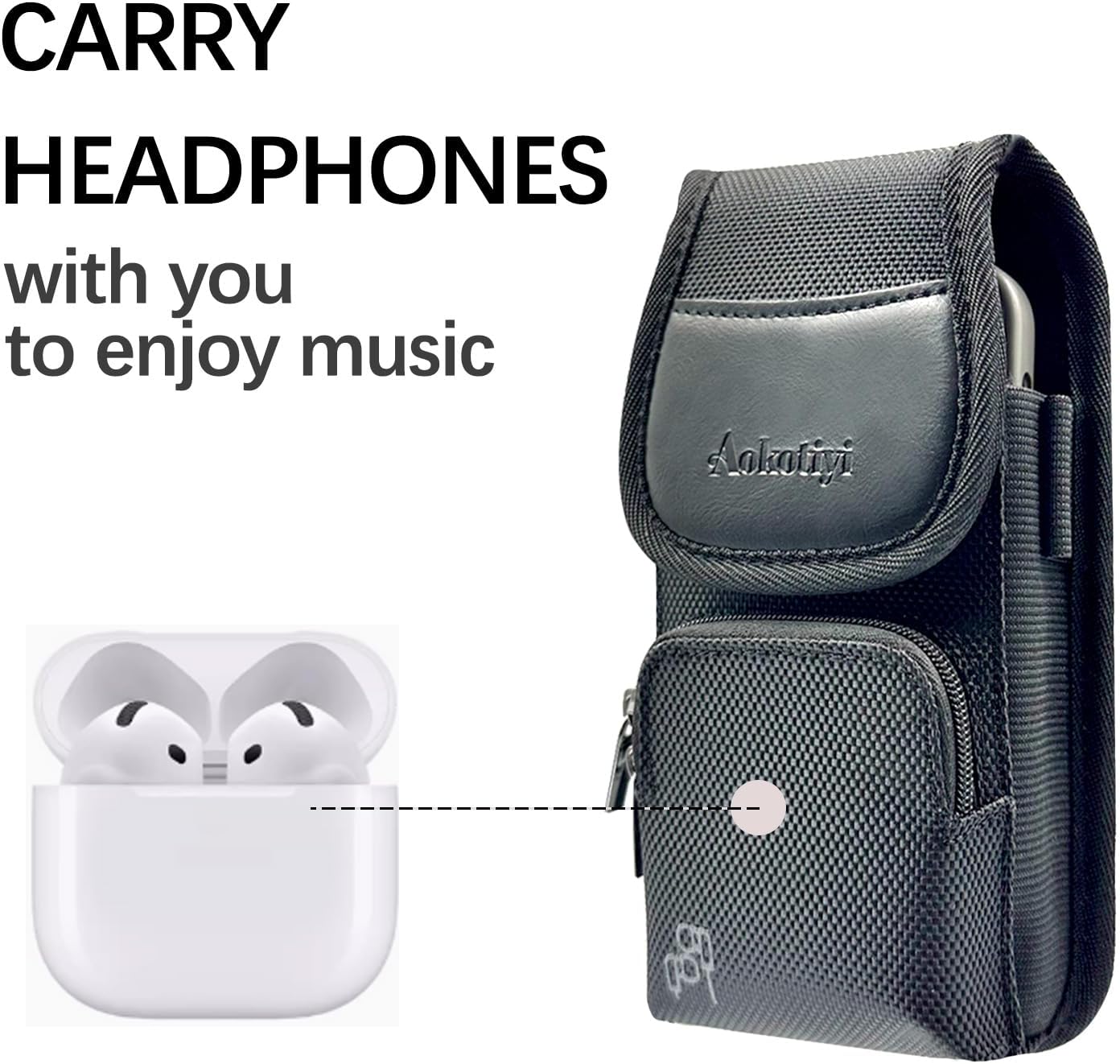 Belt Clip Pouch,Cell Phone Belt Holster for iPhone 17 Plus/Pro Max/16 Plus/Pro Max/15 Pro Max, and All Plus and Pro Max Models with Case Installed. Zipper Storage and Credit Card Pocket, Black - Image 6