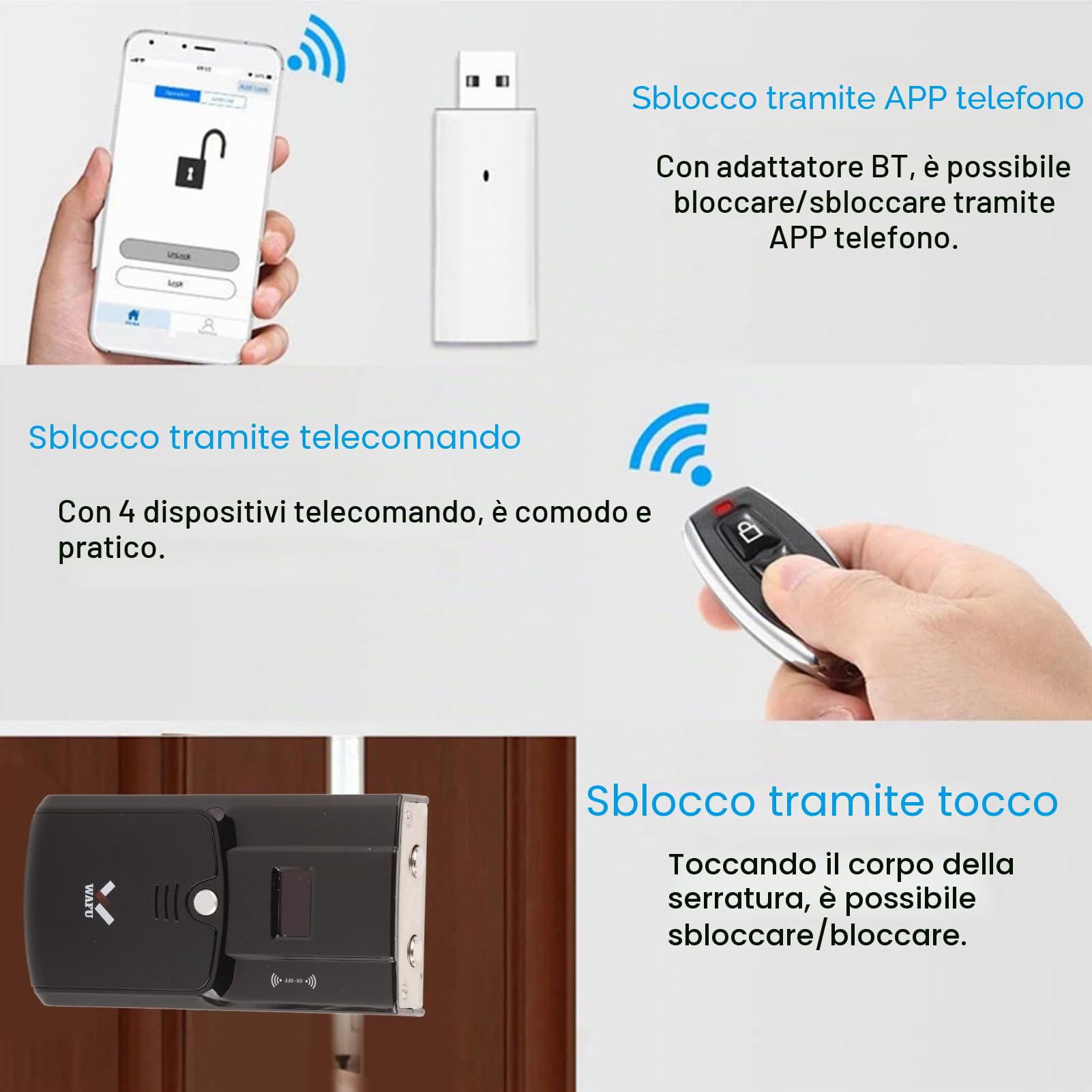Serratura della Porta di Casa Intelligente Invisibile Wireless WAFU 011 Telecomando Serratura Invisibile Bluetooth Touch Unlock Home Anti-effrazione per TUYA