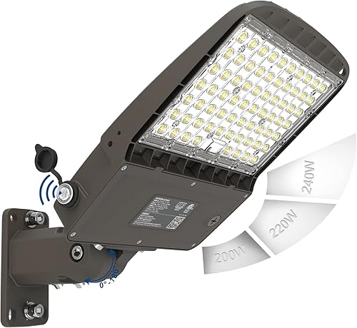 HiBay MAX. 240W LED Parking Lot Lighting with Dusk to Dawn Photocell, 38400LM (160LMW), 5000K Street Flood Light, Outdoor Shoebox Lights with