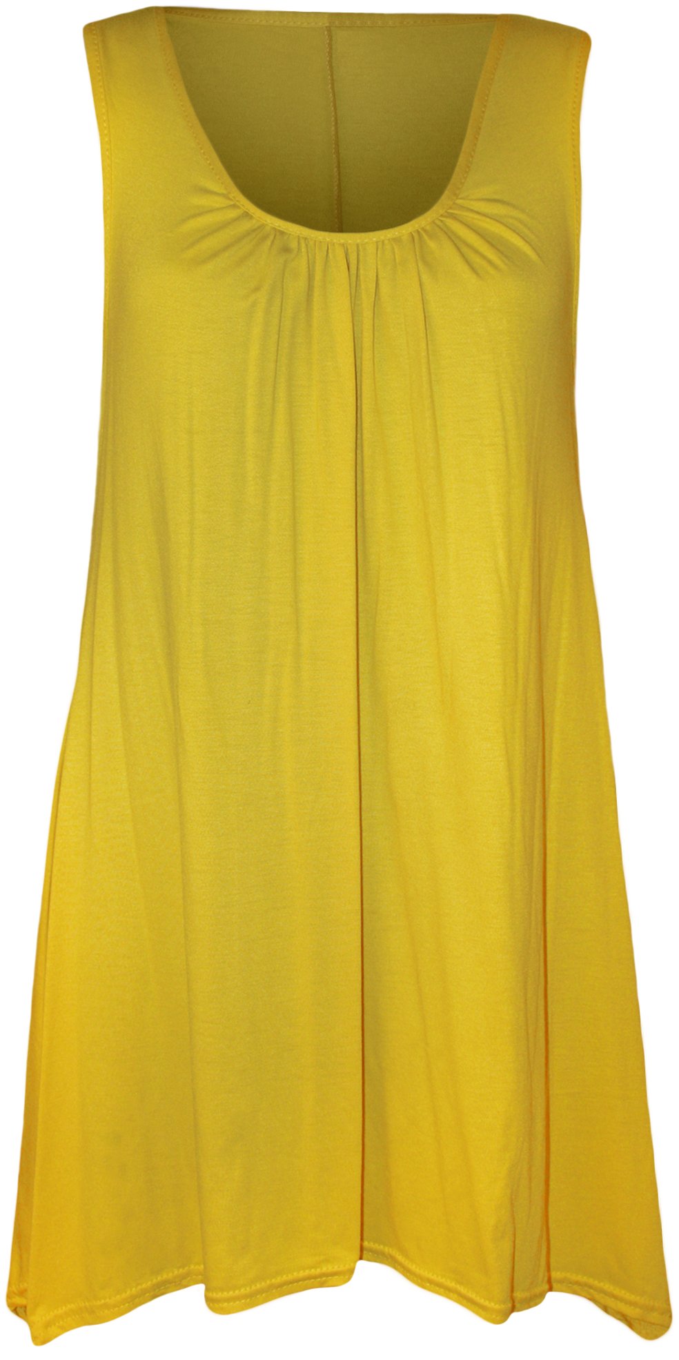 Wearall Women's Yellow Plus Size Hanky Hem Long Sleeveless Scoop Neck Vest Top - 16-18