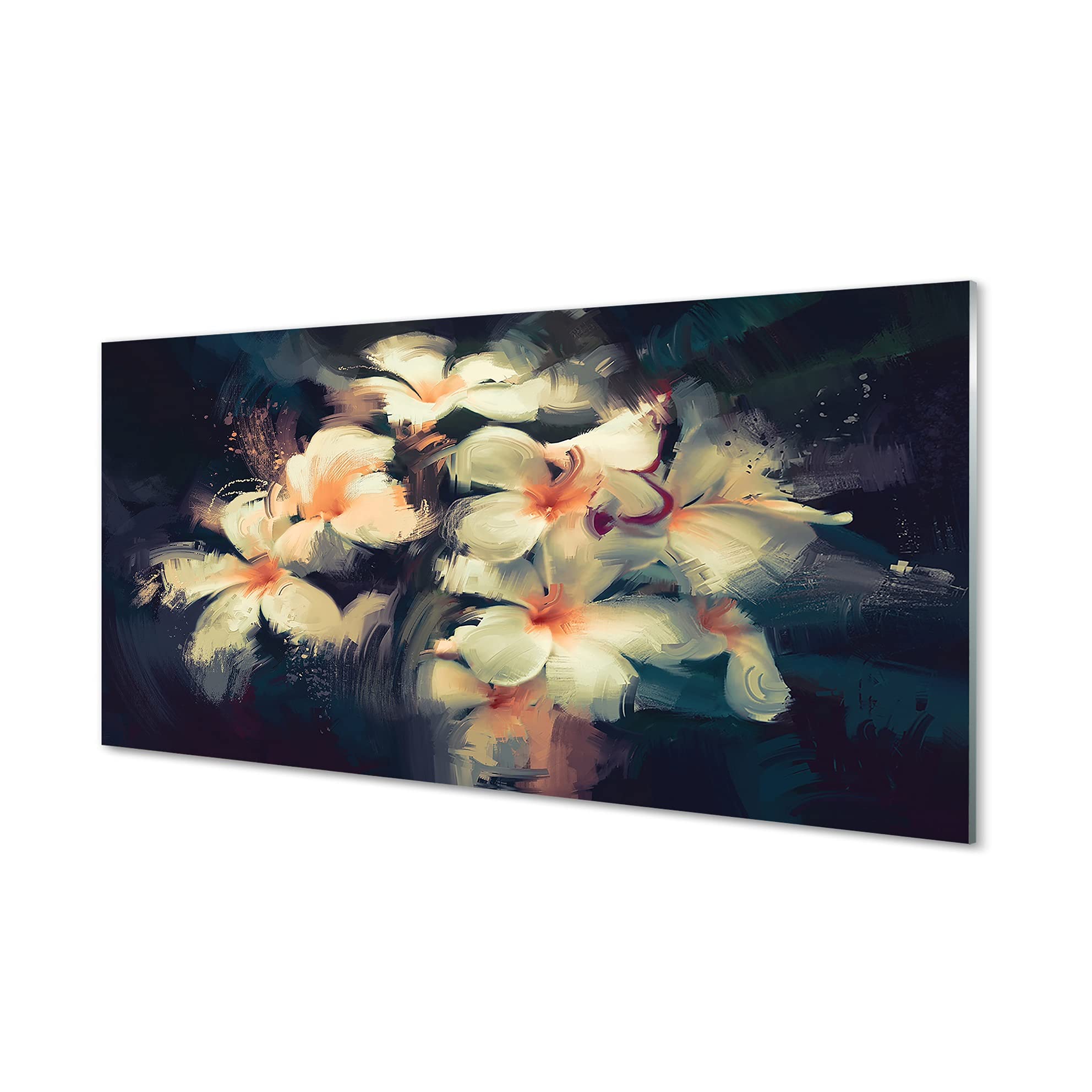 Tableau décoration murale Tulup de qualité premium avec peinture de fleurs sur verre 100x50cm