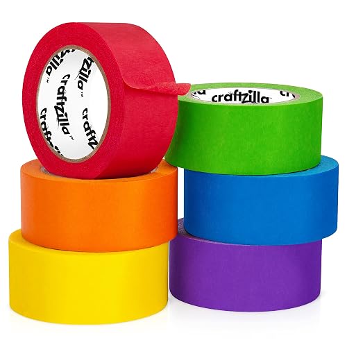 Craftzilla Rainbow Colored Masking & Painters Tape, 6 Rolls, 1in