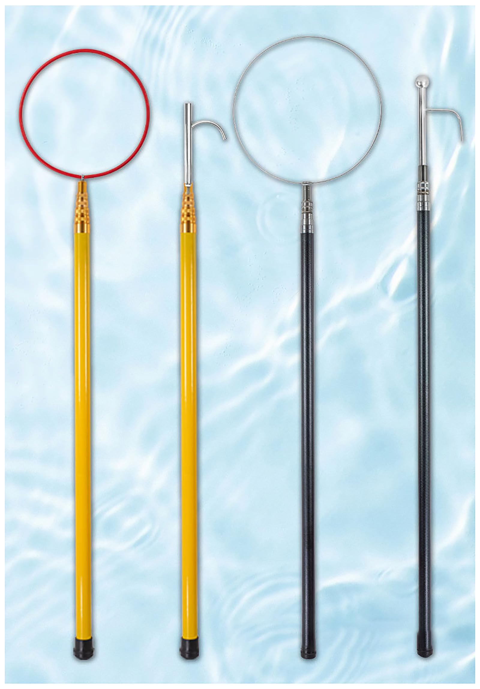 Pool-Rettungsstange aus Edelstahl, teleskopische Rettungsstange aus Fiberglas mit abnehmbarem Ringhaken, Rettungsstange für die Seerettung, Wasserrettungsausrüstung Black(Ring) 5m