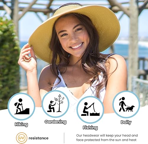 Miniatura 38 de Simplicity - Sombrero con protección solar UV UPF 50 para mujer, convertible en visera para playa