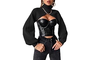 Women's Turtleneck Shrug Long Sleeve Knit Sweater Soild Knit Cardigan