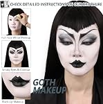 Maquillage Goth d'Halloween, Ensemble complet de maquillage Goth avec White Foundation, Rouge à lèvres noir, Dark Smokey Eyeshadow Kit pour SFX Maquillage gothique, Cosplay, Costume Party, Théâtre et Film