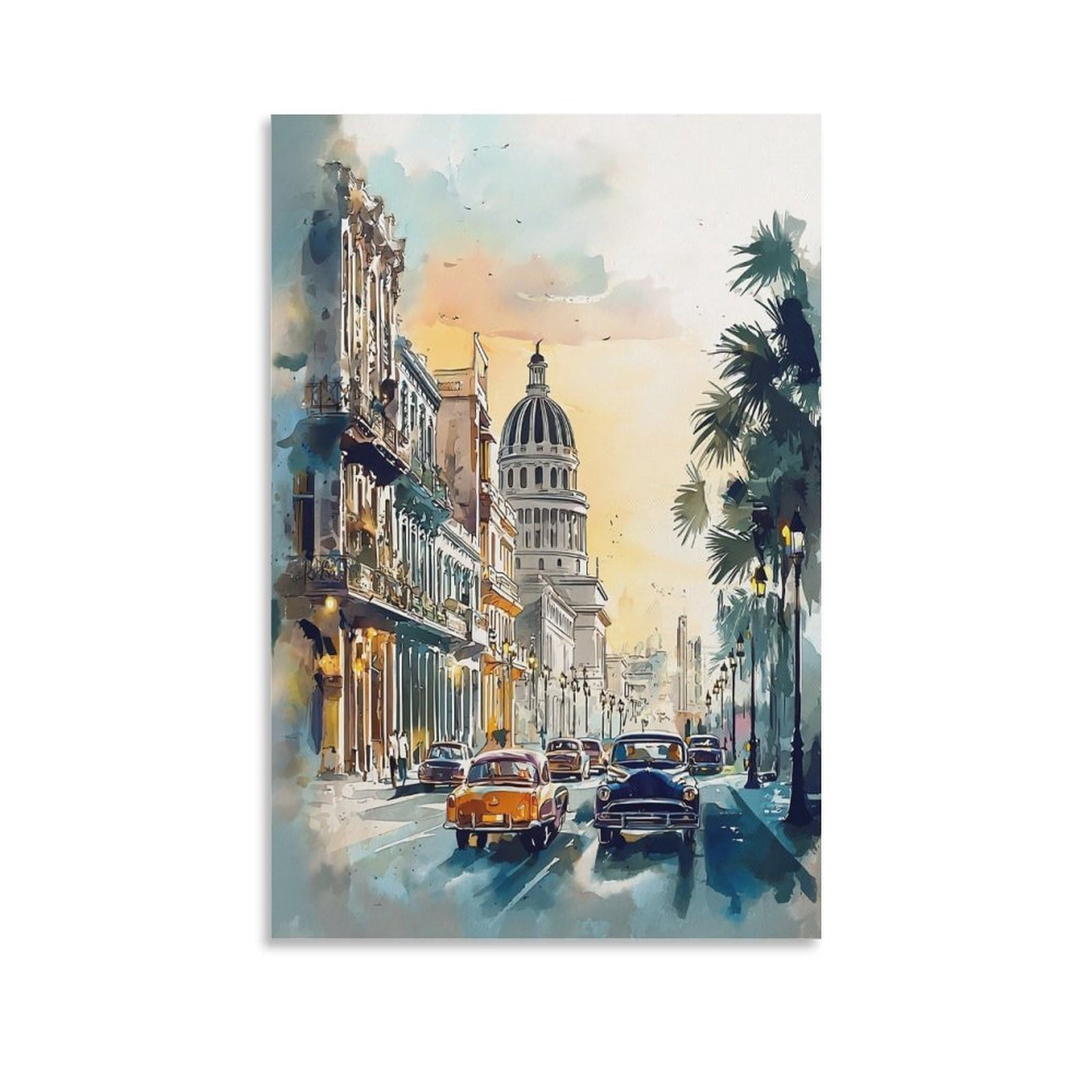 LCYNNH Phoenix Arizona Watercolor 24x36inch(60x90cm) Vintage Travel Poster Watercolor Canvas Art