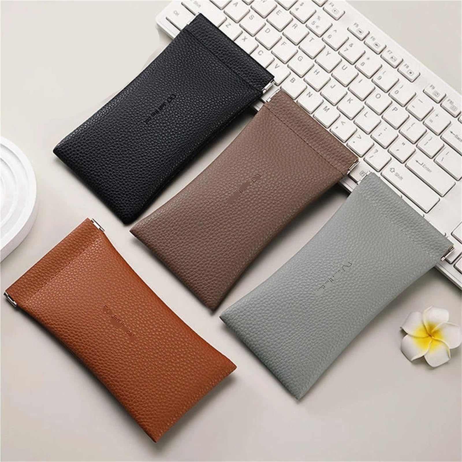 funda gafas Estuche For Gafas De Mujer PU Con Cierre Automático Suave Organizador Cables Datos