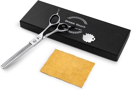 Miniatura 5 de PURPLRBIRD Tijeras rectas de aseo para perros de 7 pulgadas, tijeras texturizantes para adelgazar mascotas, seguridad profesional, punta roma, corte