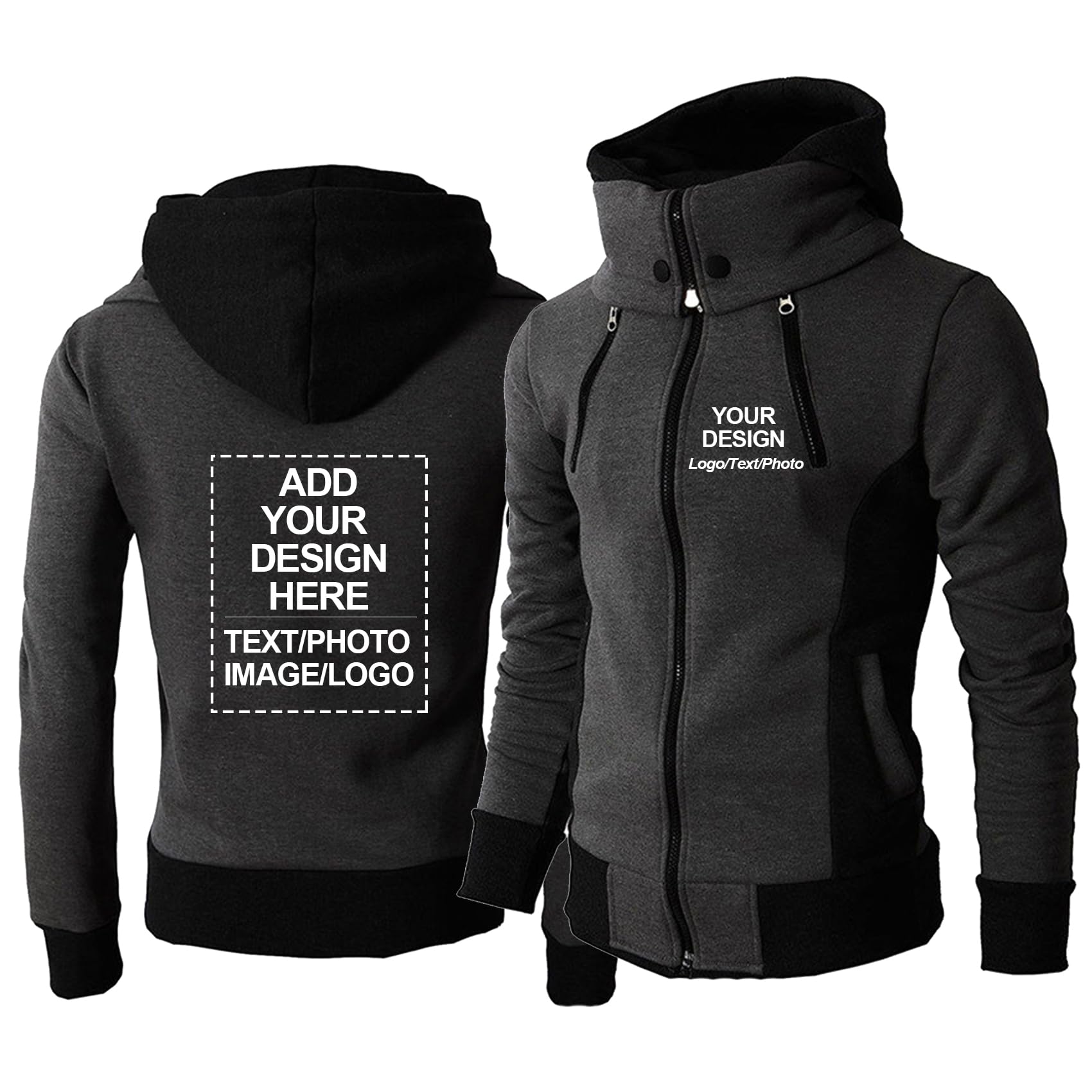 Sweat à capuche personnalisé pour homme avec logo et photo, veste zippée personnalisée, vêtements de travail confortables pour le sport