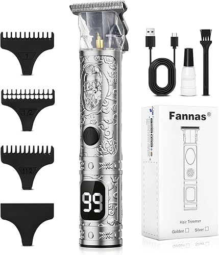 Miniatura 10 de Fannas Recortadora de pelo para hombres, recortadora de barba para hombres, peluquero profesional, inalámbrica, sin huecos, con pantalla LCD,