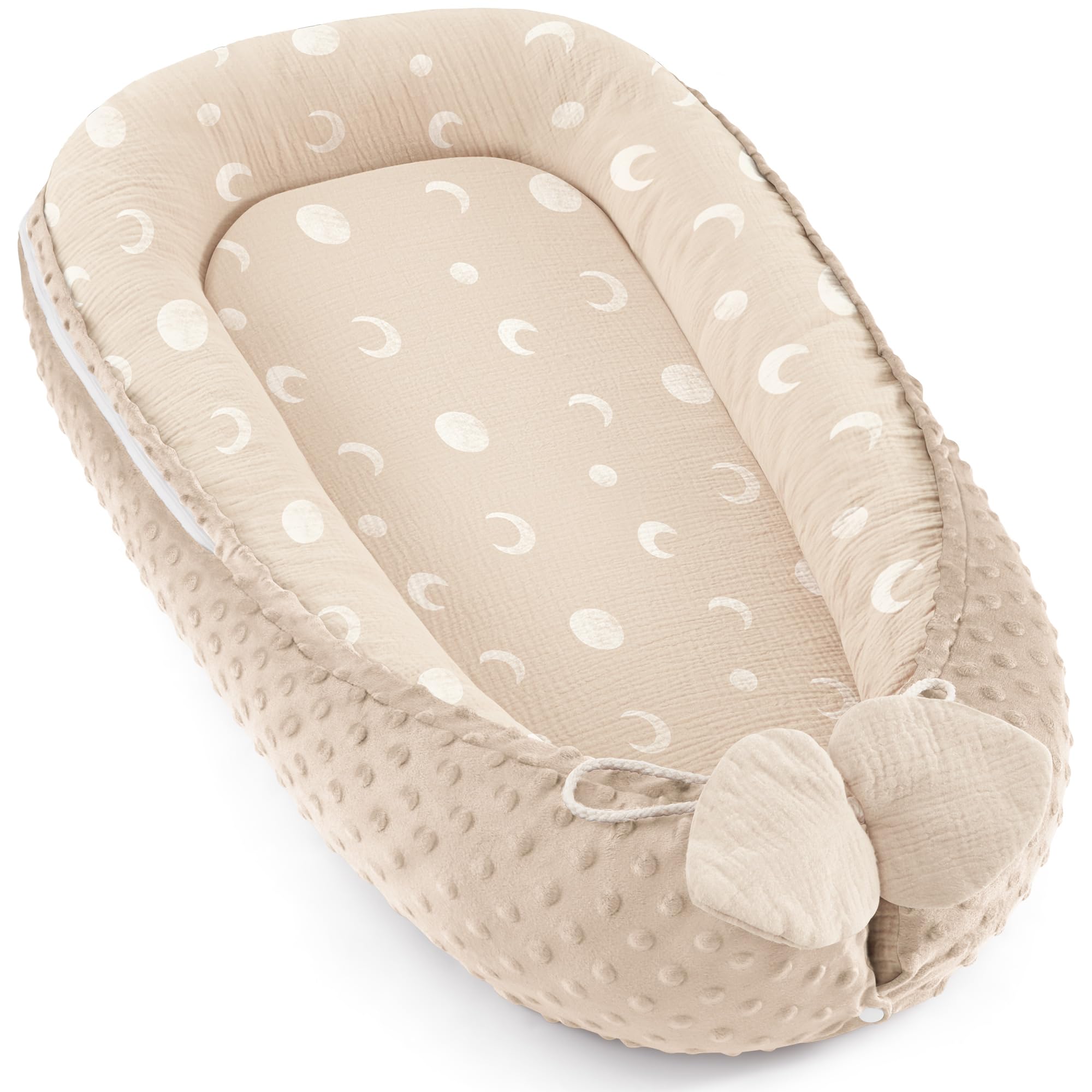 Bearmoss Babynestchen Kuschelnest Neugeborene Multifunktionale (Aprikosen-Mond)