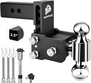 METOWARE Adjustable Trailer Hitch for 2.5" Receiver, 4'' Drop, 18K GTW