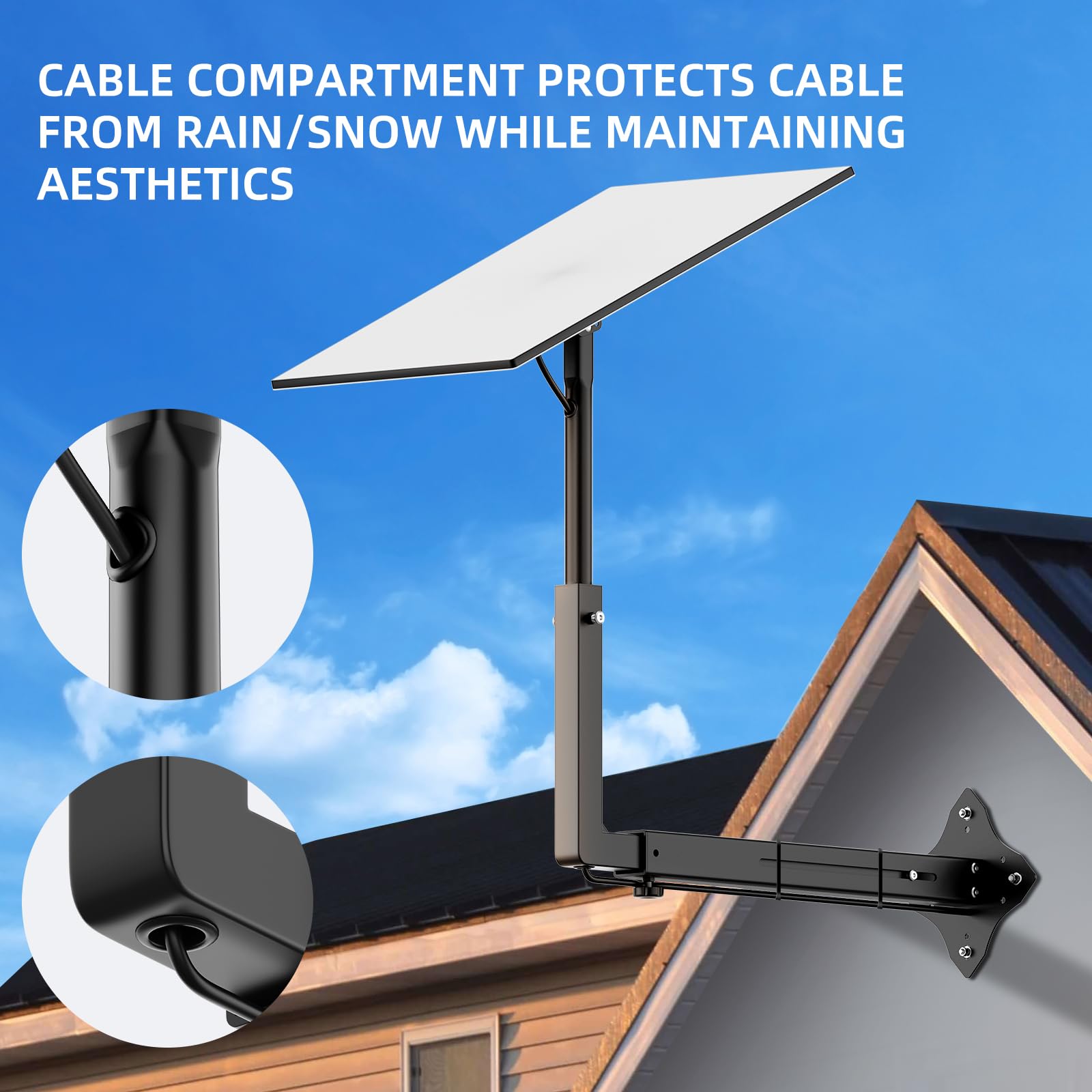 Verlängerte Starlink Halterung für Gen 3/Standard 4X/4 , 55-80CM Verstellbare Starlink Standard Gen 3 Halterung Lang Wandhalterung mit Rohradapter für V4 Antenne