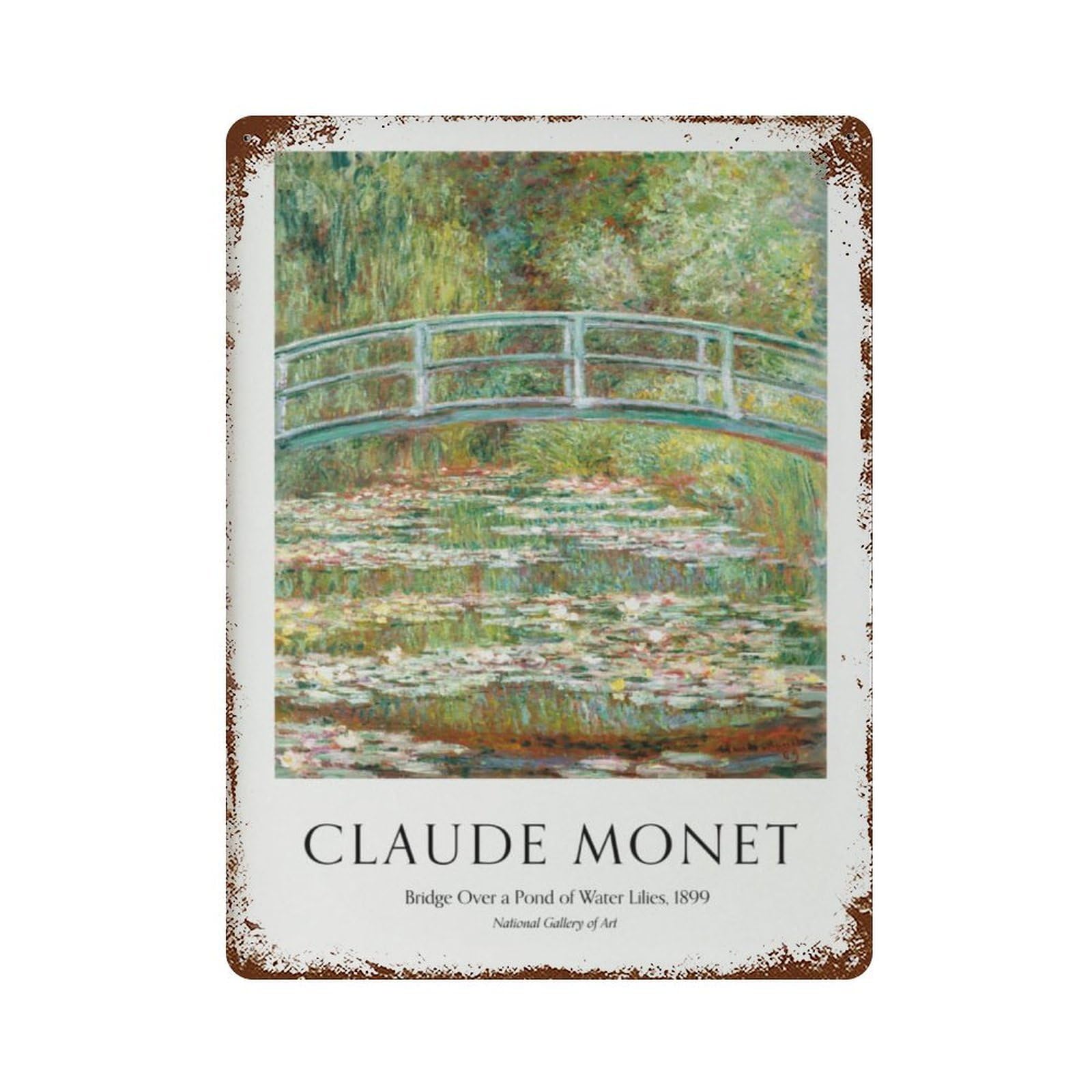 xiaoxiaoshen Monet Water Lilies Impressionist Pond Landscape Wall Decor Art Metal Tin Poster Modern Home Decor Art Home Bar Shop Decorations Vintage Sign 40x30cm