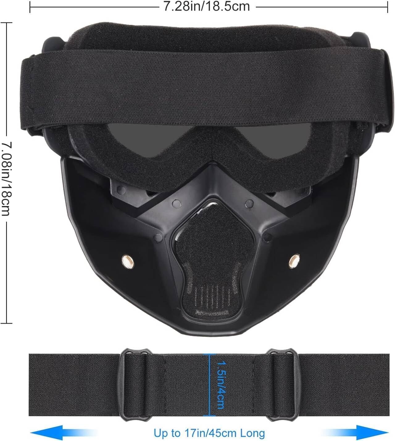 Casque Et Masque Airsoft, avec des Lunettes Amovibles Réglables Airsoft Protection des Masques Visages Complets, Tactique Militaire CS Game Gear (Noir)