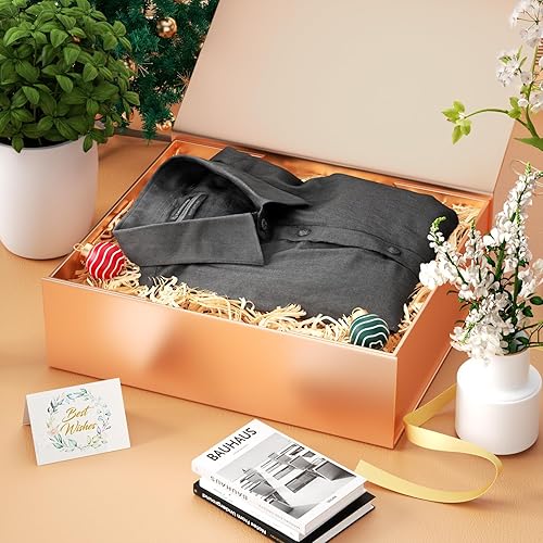 Miniatura 50 de Cajas de regalo con tapas, 11.5 x 7.8 x 3 pulgadas, caja de regalo negra para regalos, cierre magnético para camisetas, guantes, bufandas, libros