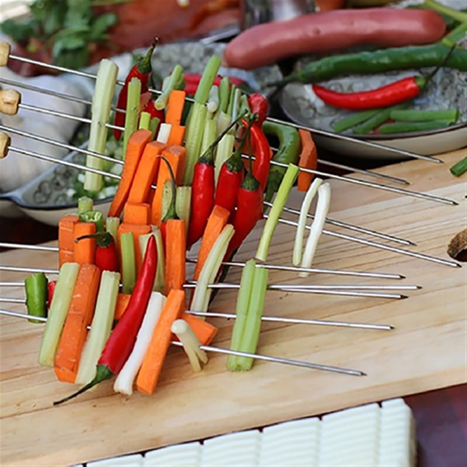 Brochetas de Kebab, 10 Piezas Reutilizables for Barbacoa, brochetas for Asar, Herramientas compatibles con Palo