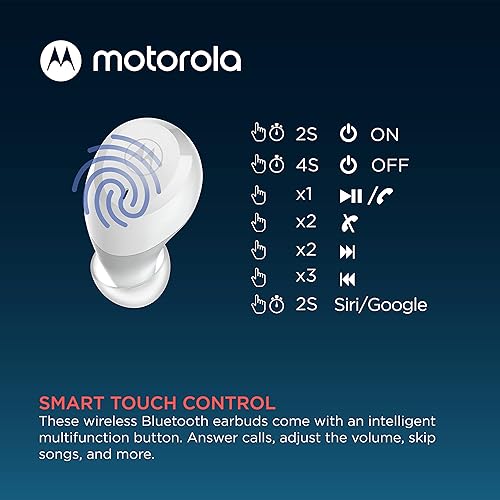 Miniatura 4 de Motorola Moto Buds 100 - Auriculares Bluetooth inalámbricos con micrófono, ligeros, IPX5 resistentes al agua, control táctil, ajuste cómodo y sonido