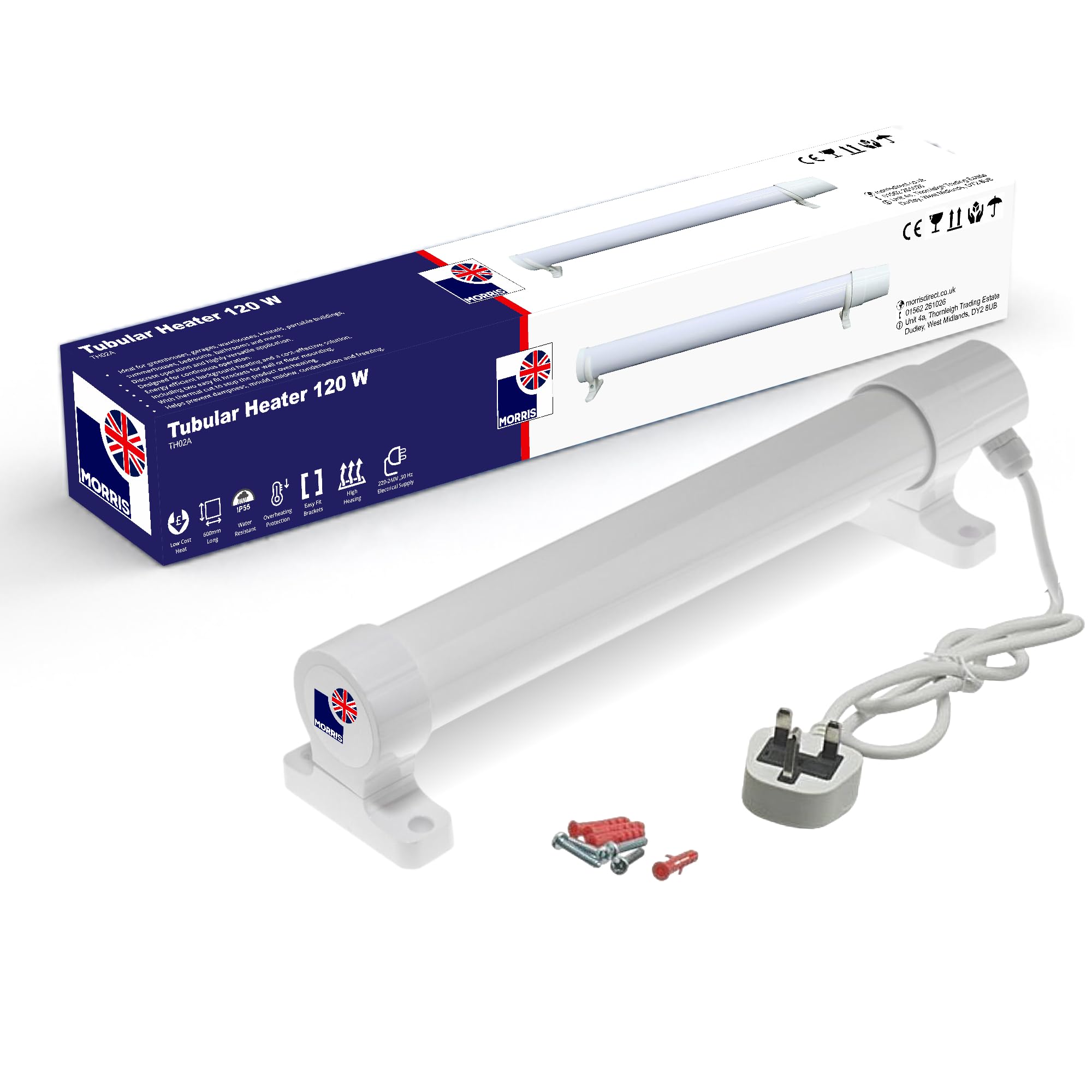 Morris Tubular Heater 1ft, 2ft, 3ft, 4ft Tube Heater Green house Bathroom Conservatory (2FT-120w)