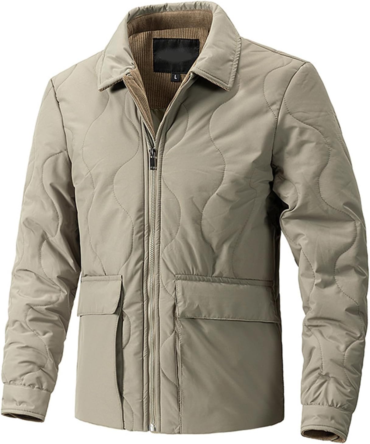 Men's Quilted Down Jacket Business Causal Puffer Jacket Lightweight Warm Winter Coats Pocket Long Sleeve Winter Top