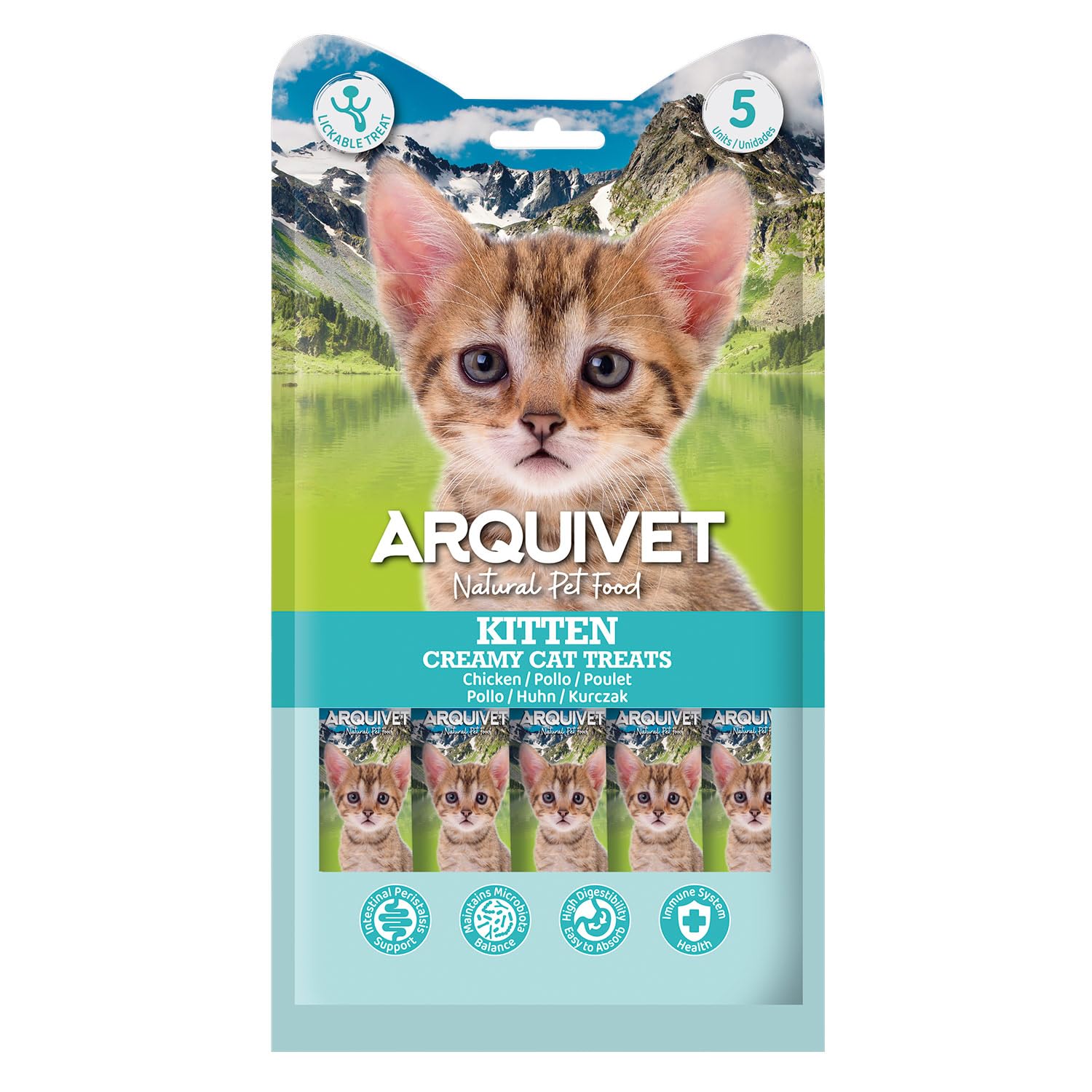 Pack 60 ud. - Snack cremoso de Pollo para Gatitos - Kitten - Arquivet Creamy Cat Treats