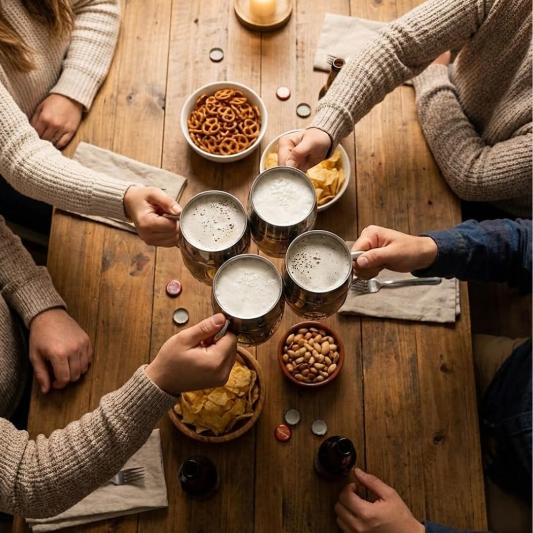 Silver Beer Mug 500ml for Men & Home Bar | Stainless Steel Beer Cup with Matte Interior & Polished Silver Exterior | Durable Large Beer Stein for Beer, Ale & Cocktails | by L’escape Artiste - Image 7