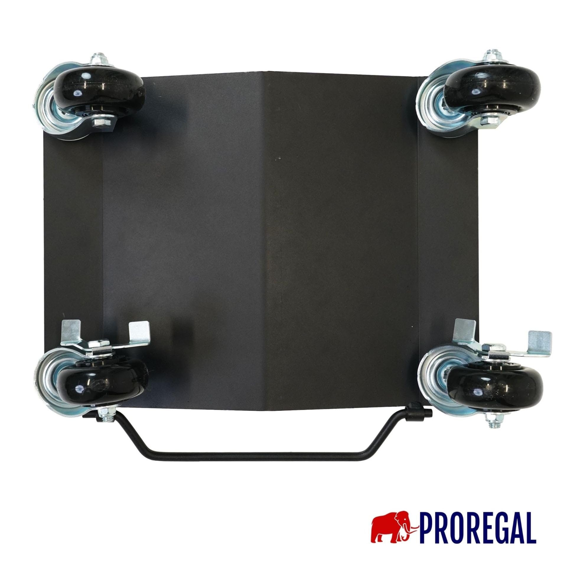 PROREGAL Rangierhilfe Titan für PKW Auto Motorrad | Set 2 Stück jeweils 700 kg, insgesamt 1400 kg Traglast | mit Bremsen & Schwenkgriff | Stahl | Rangierroller Rangierheber Wagenheber Roller V Form