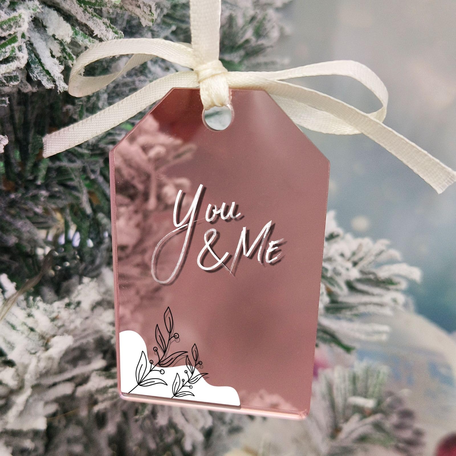 Uniqicon 20Pcs Rose Mirror Tag 20Pcs Rose Mirrored Tag, Sublimation Acrylic Sheet Blanks, Diy Acrylic Blanks Ornament, Acrylic Place Cards Table Number Cards With Hole, Unique Acrylic Tags For Diy Projects And Crafts
