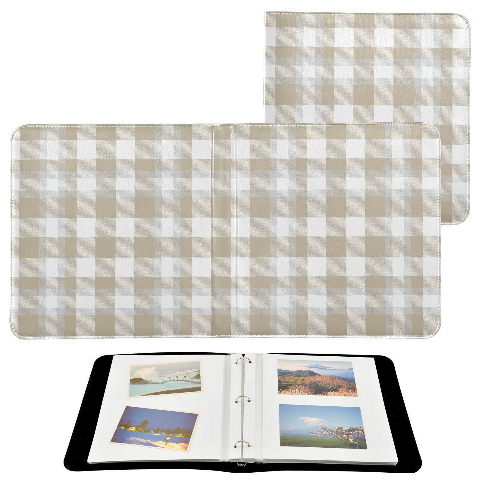 Álbum de fotos, páginas autoadhesivas, estantería, álbumes de fotos, álbumes de fotos para todos los tamaños, 6 x 8 pulgadas, color crema