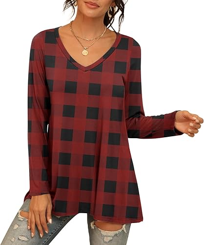 Miniatura 4 de AWULIFFAN Womens Summer Casual Short Sleeve V-Neck T-Shirt Tunic Tops Blouse Shirts