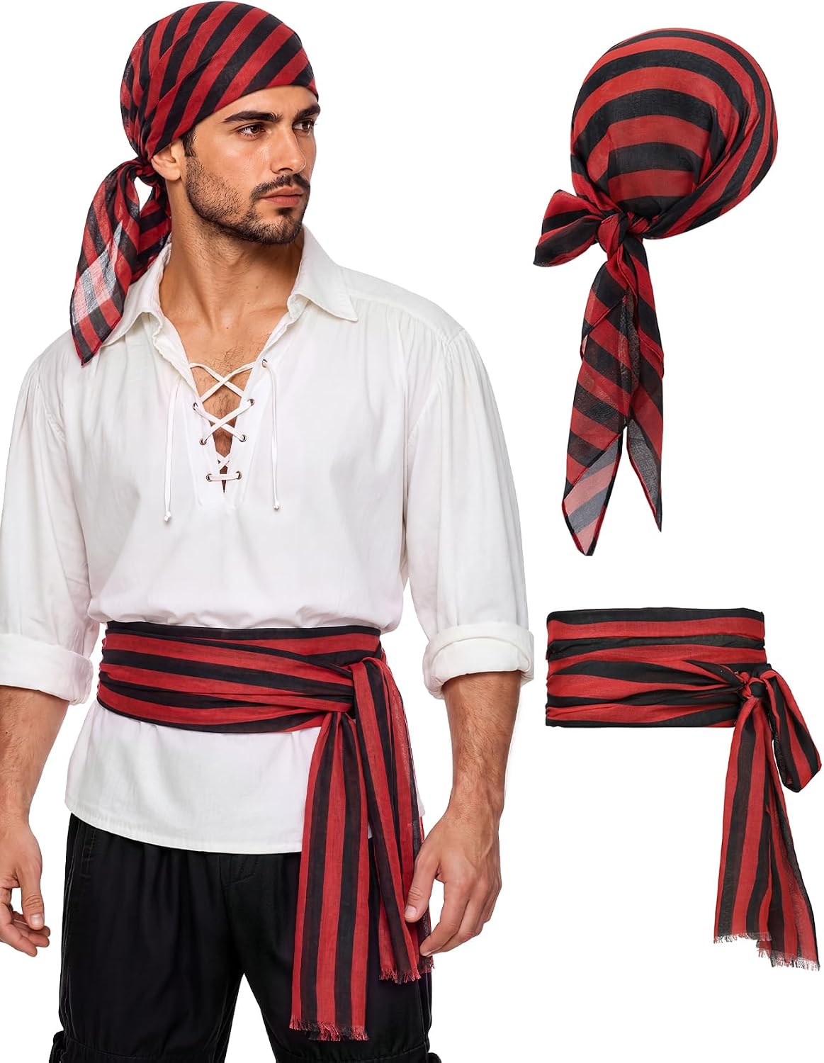 American Trends Pirate Bandana Sash, Pirate Hat Headband Halloween Costume
