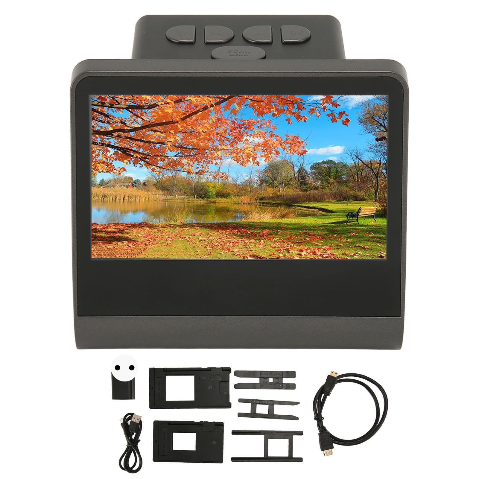 Scanner per pellicole con Schermo ad Alta Definizione da 24 MP/48 MP Pixel da 5 Pollici, Supporta pellicole Positive e Negative a Colori da 35 mm/135 mm/126 mm/110 mm/8 mm