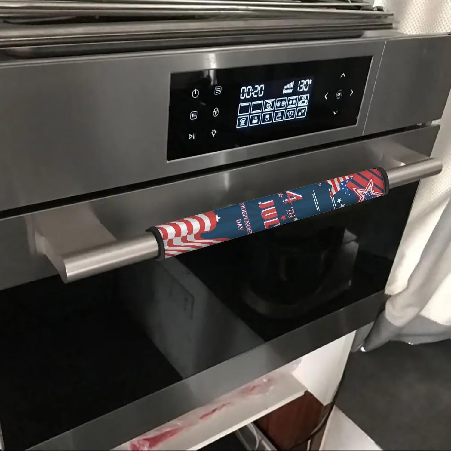 America250 Cabinet Handle Covers Pack of 8, Anti-Skid Kitchen Appliance Armrest USA Flag Decoration Mat for Fridge Dishwashers Microwave Kitchen Decorations