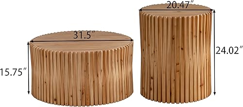 Miniatura 84 de kevinplus Mesa auxiliar redonda de madera para sala de estar, mesa auxiliar retro en relieve para apartamento, dormitorio, oficina (diámetro 20.5 x