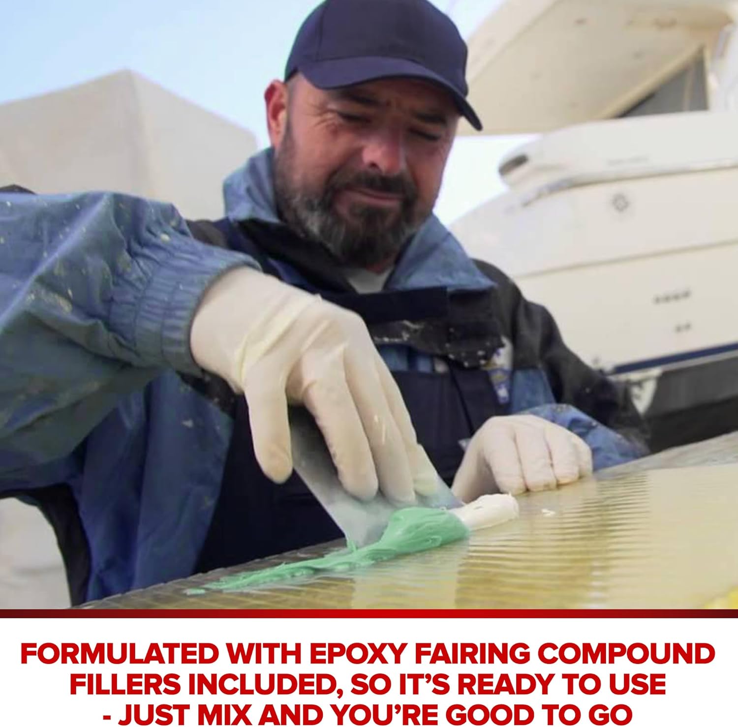 MAS Epoxies Fairing Compound, Pre-Filled Epoxy Fairing Compound for Fiberglass, Wood, and Marine Repair, Easy Sanding, Non-Sag, Smooth Texture, Body Filler Alternative for Boat Surfaces (2 Pint Kit)