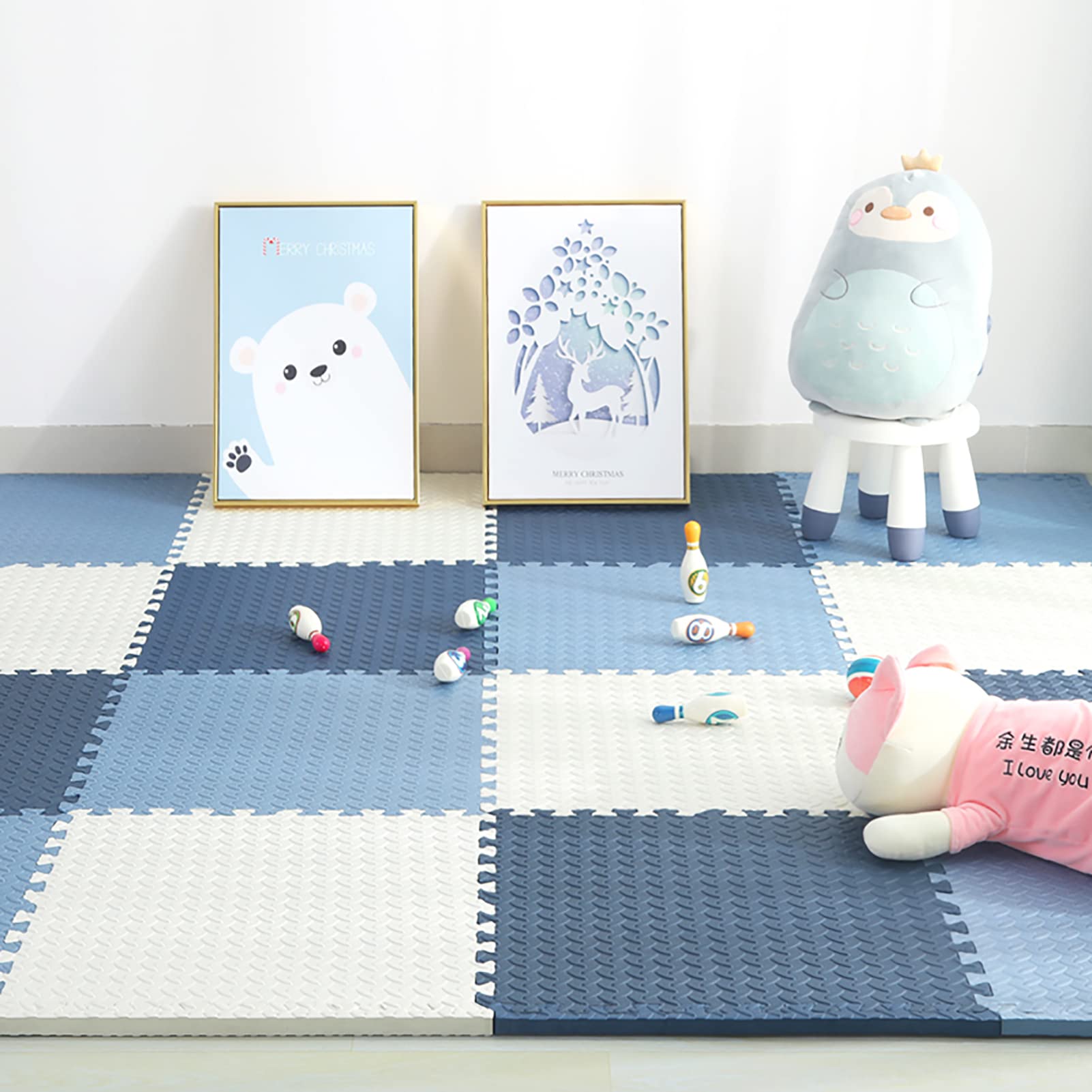 Alfombra Puzzle De Suelo 60X60cm Almohadilla De Rompecabezas De Espuma Suave Y Antideslizante Alfombra De Juego De Puzzle para Niños,Alfombra Suave para Bebé,G,8Pcs