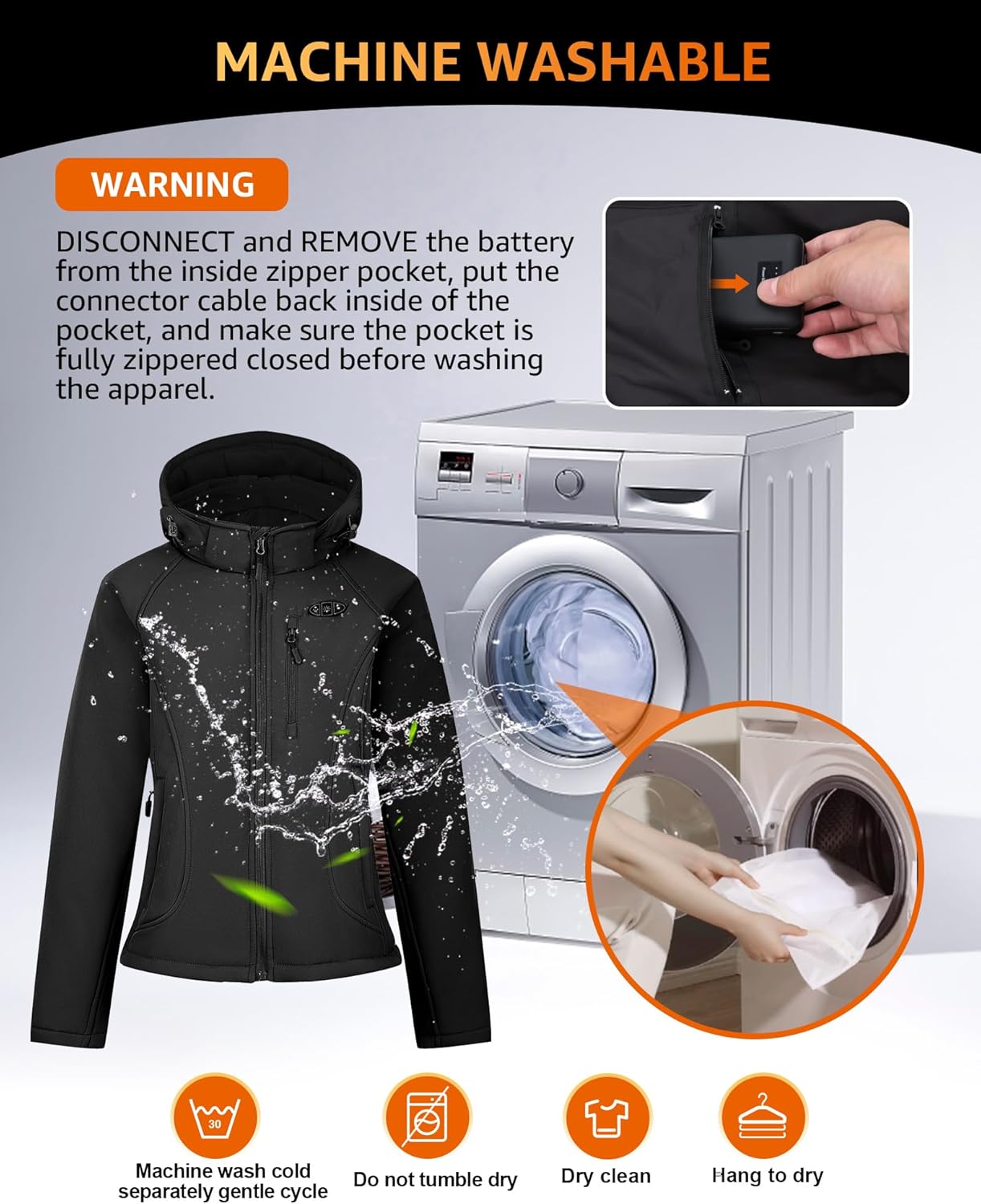 Heated Jackets for Women with Battery Pack Included, Softshell Womens Heating Jacket Hood, Outdoor Electric Coat - Image 7