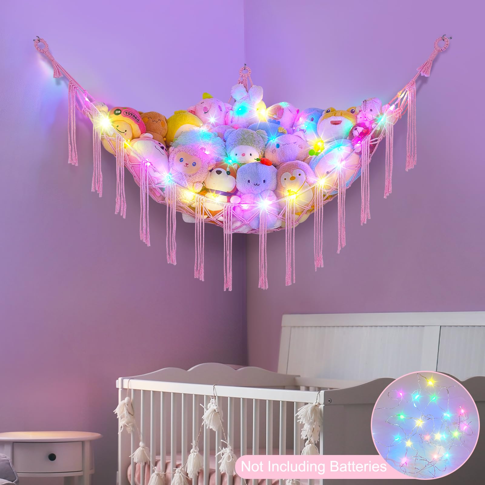 Hangende Knuffel Opbergmand Met Klemmen - Pluche Speelgoed Organizer Voor Kinderkamer Woonkamer