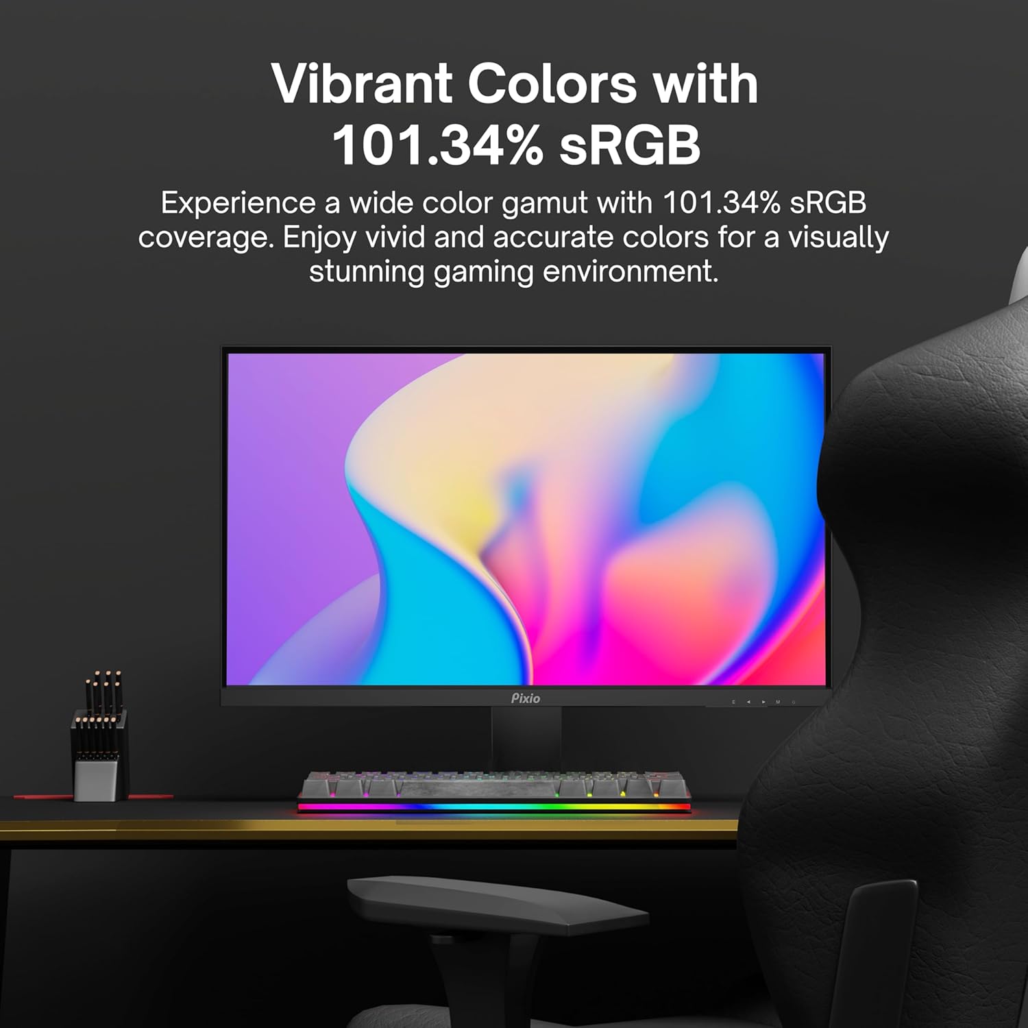 Monitor displaying vibrant colors in a game scene