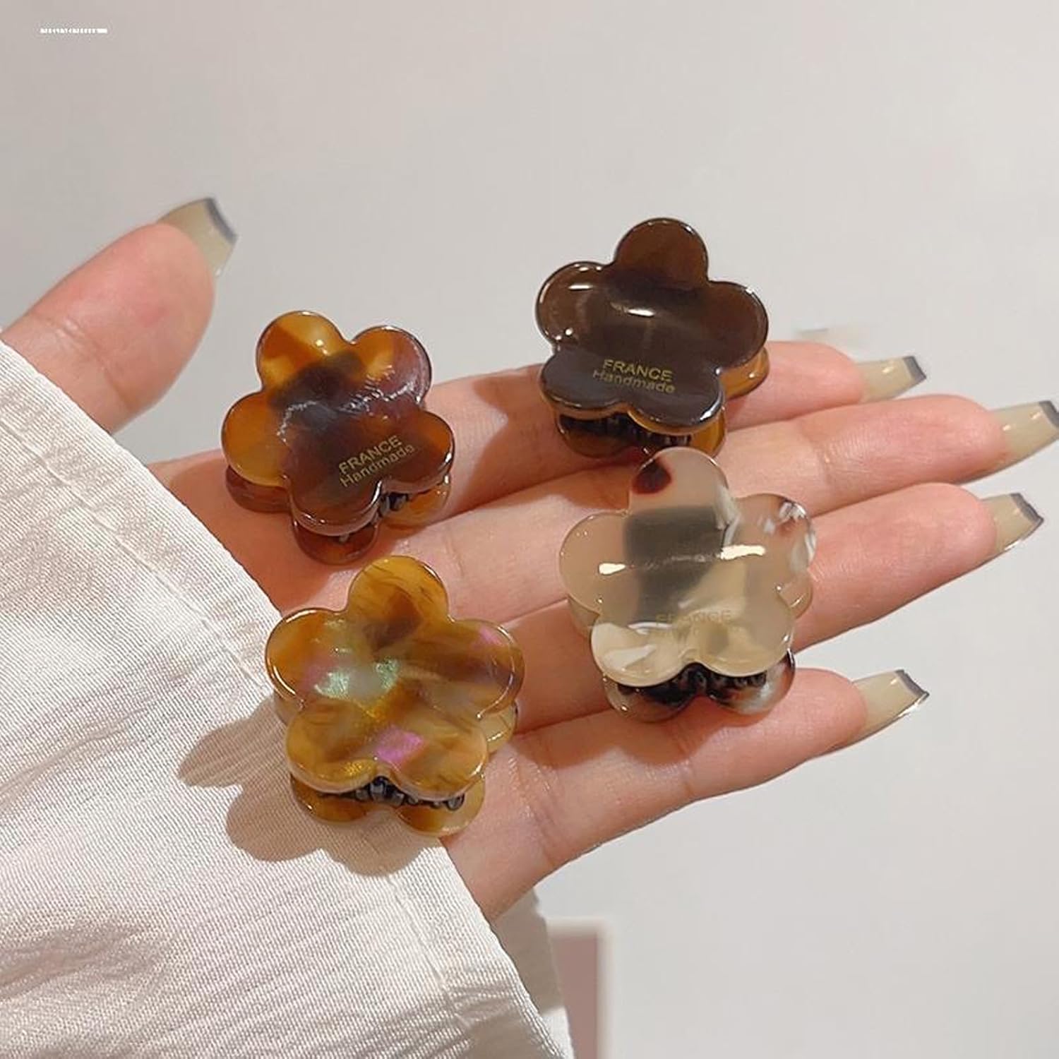 Small Hair Clips,Acetic Acid Flower Mini Claw Jaw Clips,No-Slip Cute Decoration Buns Clip,Pining Bangs,Strong Grip, Classic Clamp Clips Gift for Girl Women Thin Thick Hair Styling(10 PCS) - Image 7