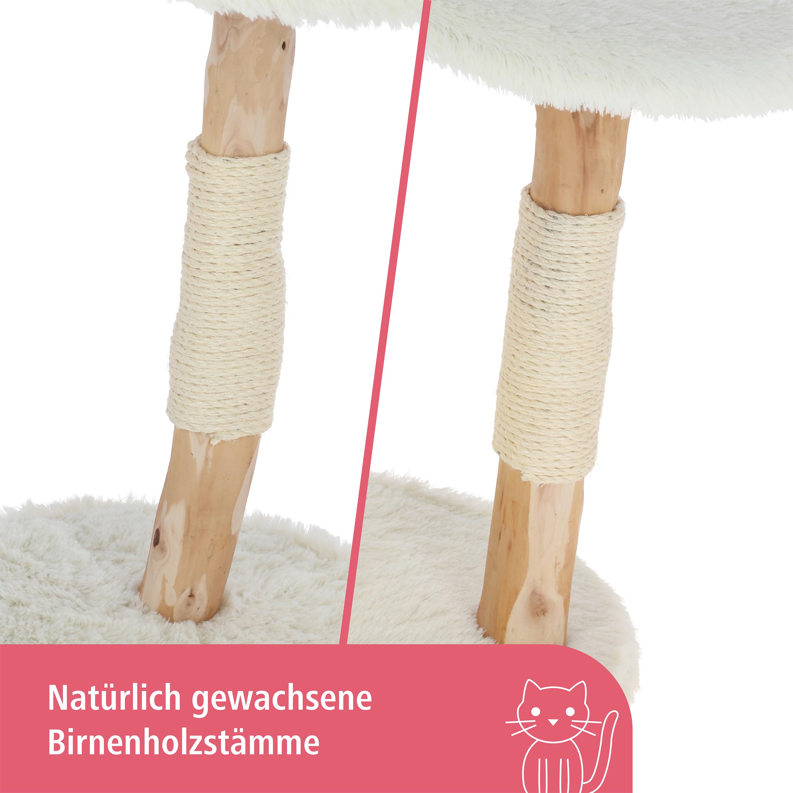 Kerbl Pet Kratzbaum Lucia | Weiß, 90 cm hoch, kompakter Katzenkratzbaum aus Holz mit Kratzbrett für Krallenpflege und Beschäftigung