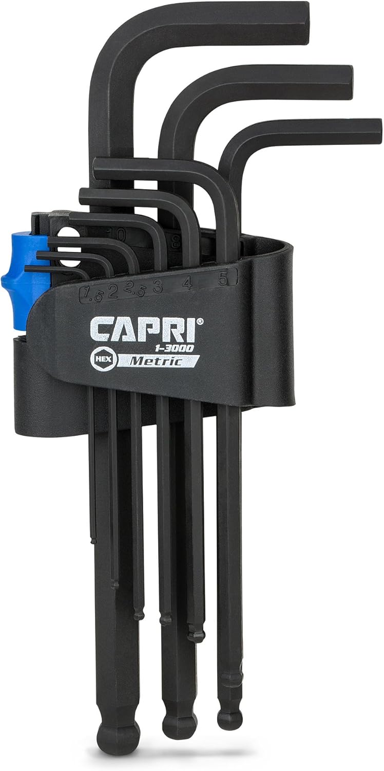 Capri Tools Premium Hex Key Set, Long Arm Ballpoint End, Allen Wrench, Metric, Premium S2 Steel